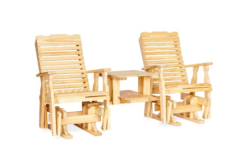 Wood Curve-Back Double Glider with Table Kit