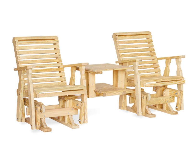 Wood Roll Back Double Glider with Table Kit