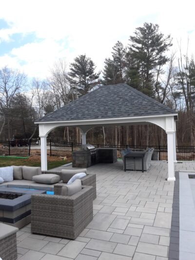 Atlantic Outdoors custom-built outdoor structures, decks, driveways, hardscapes, fire pits, outdoor kitchens, outdoor fireplaces, patios